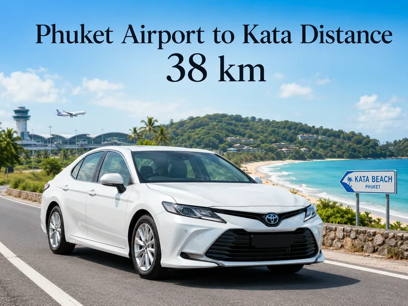Road distance from Phuket airport to Kata Beach, 46 km
